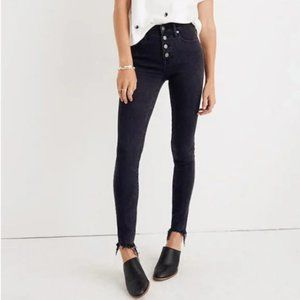 Madewell 9" Mid-Rise Skinny Button Fly Jeans in Black, Size 23, also fit 24